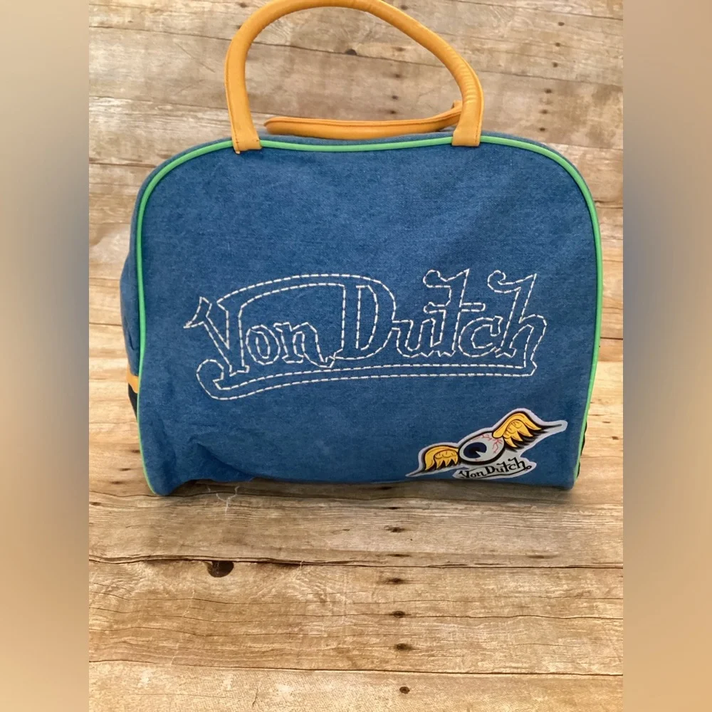 Y2K Iconic Von Dutch Denim Bowler Bag